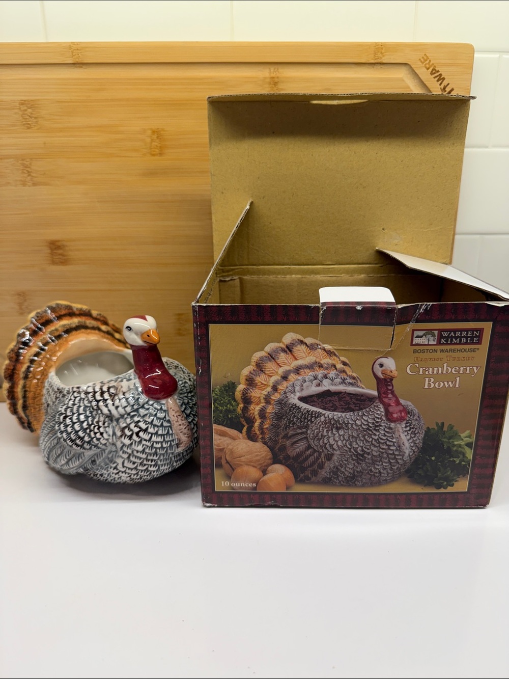 Boston Warehouse Warren Kimble Harvest Turkey Cranberry Bowl